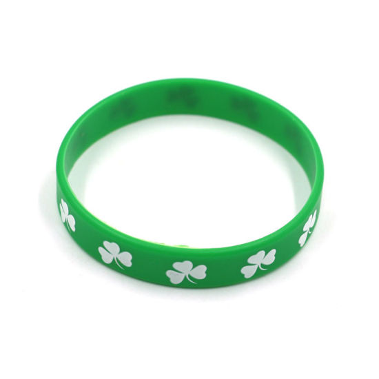 Picture of Saint Patrick's Day Products Clover Silicone Bracelet Gift