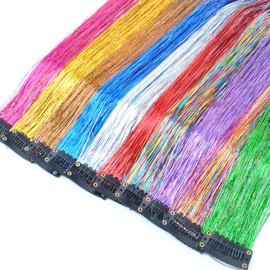 Picture of Plastic Hairpieces Wig Clip In Hair Extentions Multicolor 50cm, 1 Piece