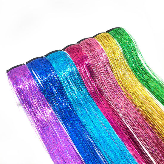 Picture of Plastic Hairpieces Wig Clip In Hair Extentions Multicolor 50cm, 1 Piece