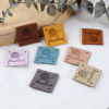 Picture of Microfiber Label Tags Ball of yarn Multicolor Square Pattern " Handmade " Faux Suede 25mm x 25mm , 20 PCs