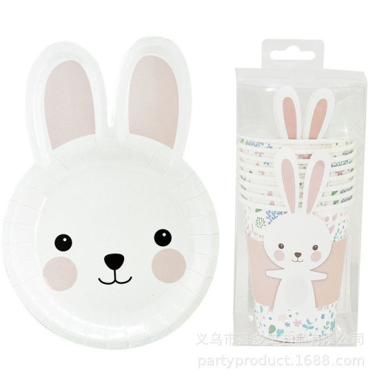 Изображение Cute Easter Rabbit Paper Disposable Children's Party Tableware