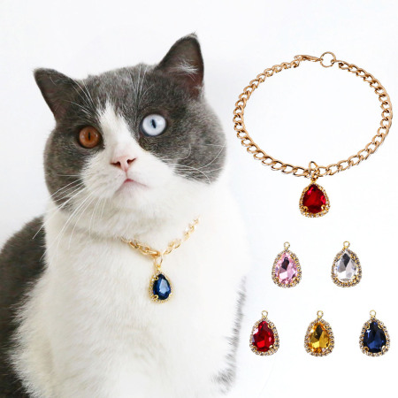 Pet Collar Gold Plated Drop Multicolour Cubic Zirconia 1 Piece