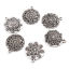 Immagine di Lega di Zinco Charms Tondo Argento Antico Fiore 10 Pz