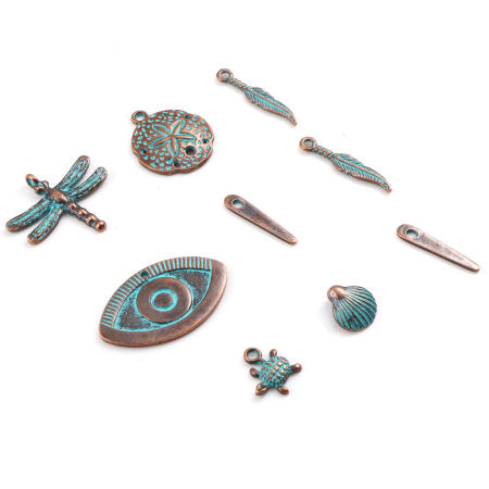 Zinc Based Alloy Ocean Jewelry Charms Antique Copper Patina 10 PCs