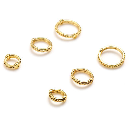Brass Beads Frames 18K Real Gold Plated Circle Ring 2 PCs