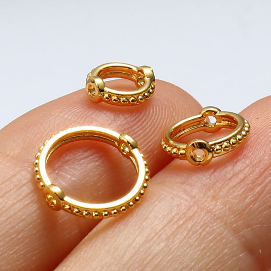 Picture of Brass Beads Frames 18K Real Gold Plated Circle Ring 2 PCs