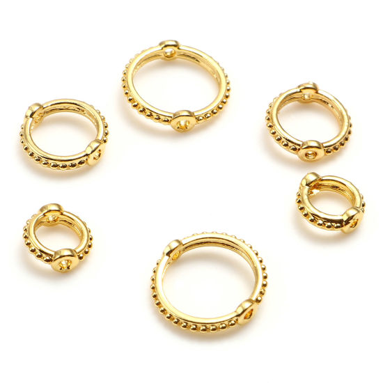 Picture of Brass Beads Frames 18K Real Gold Plated Circle Ring 2 PCs