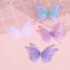 Picture of Organza Ethereal Butterfly Appliques Patches DIY Scrapbooking Multicolor Butterfly Animal Transparent 6.5cm x 5.5cm, 2 PCs