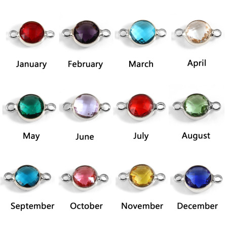Image de 5 Pcs Connecteurs Pendentifs Breloques En Gros Pierres de Naissance en Laiton & Verre Plaqué Platine Véritable Multicolore Rond A Facettes 15mm x 9mm