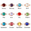Picture of Brass & Glass Birthstone Connectors Rose Gold Multicolor Round Faceted 15mm x 9mm, 5 PCs