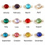 Imagen de Latón + Vidrio piedra del zodíaco Conectores Chapado en Oro Multicolor Ronda Sección 15mm x 9mm, 5 Unidades