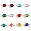 Bild von Messing + Glas Monatsstein Verbinder Vergoldet Bunt Rund Facettiert 15mm x 9mm, 5 Stück