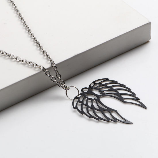 Immagine di Lega di Ferro Filigree Stamping Ciondoli Ali Multicolore Pittura 41mm x 36mm , 5 Pz