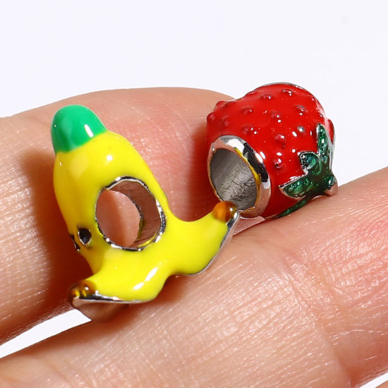 Immagine di Lega di Zinco Perline Frutta Multicolore Smalto 5 Pz