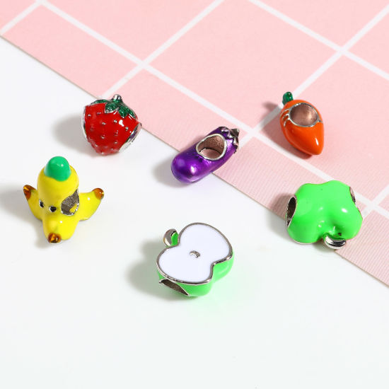 Immagine di Lega di Zinco Perline Frutta Multicolore Smalto 5 Pz