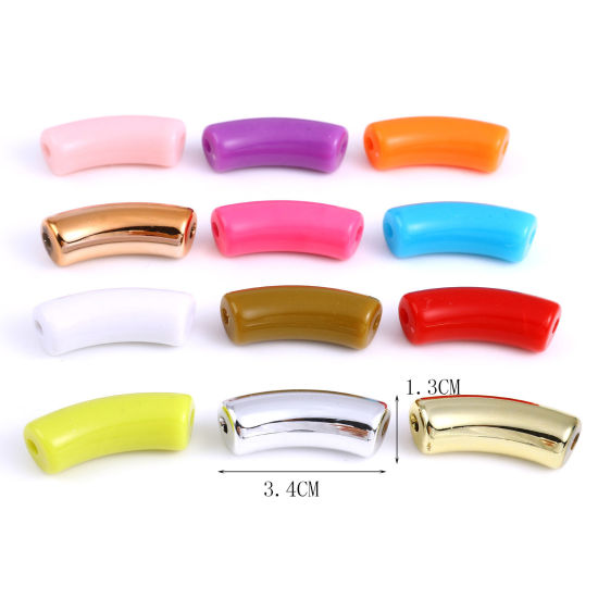 Immagine di Acrilato Perline Multicolore Circa 3.4cm x 1.3cm, Foro: Circa 1.1mm, 20 Pz