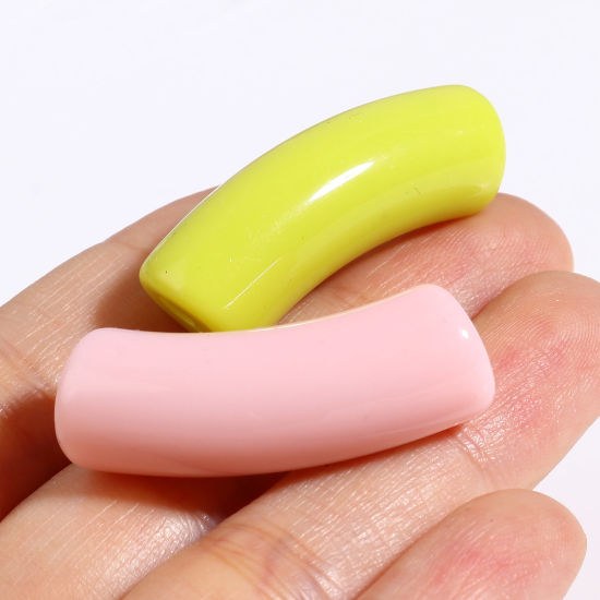 Immagine di Acrilato Perline Multicolore Circa 3.4cm x 1.3cm, Foro: Circa 1.1mm, 20 Pz