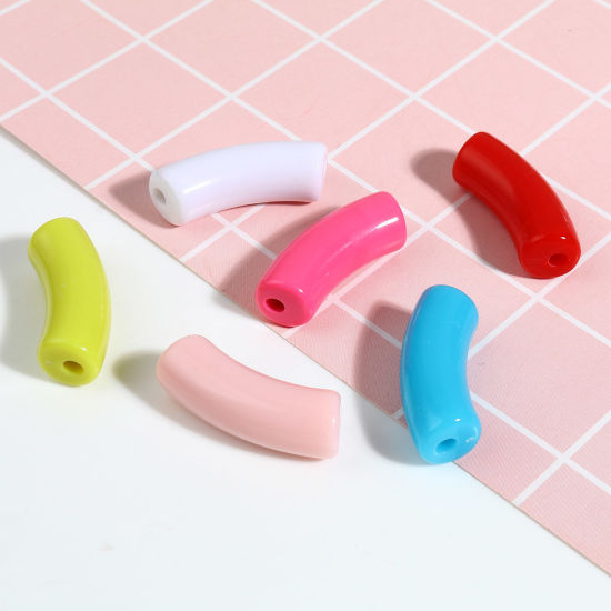 Immagine di Acrilato Perline Multicolore Circa 3.4cm x 1.3cm, Foro: Circa 1.1mm, 20 Pz