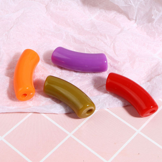 Immagine di Acrilato Perline Multicolore Circa 3.4cm x 1.3cm, Foro: Circa 1.1mm, 20 Pz