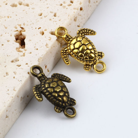 50 個 亜鉛合金 海ジュエリー コネクター ペンダント チャームパーツ 海亀 多色 21mm x 14mm、 の画像