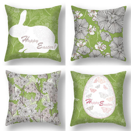 Easter Flower Pattern Short Plush Velvet Square Pillowcase Home Textile Decoration