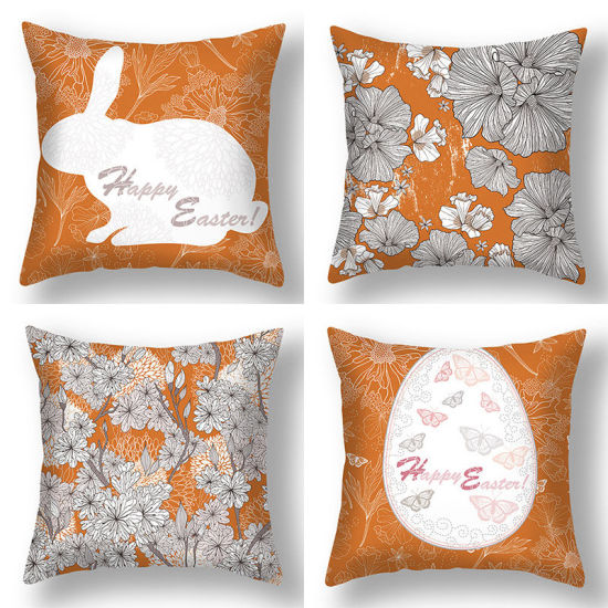 Изображение Easter Flower Pattern Short Plush Velvet Square Pillowcase Home Textile Decoration