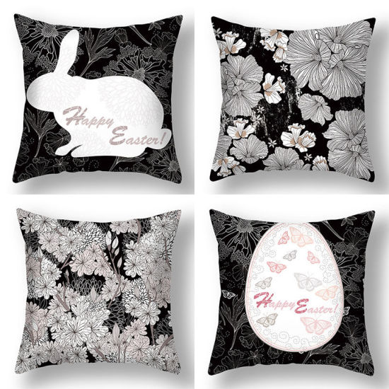 Изображение Easter Flower Pattern Short Plush Velvet Square Pillowcase Home Textile Decoration