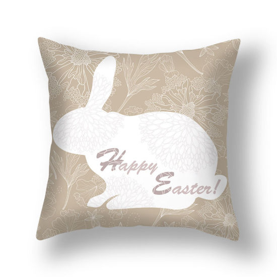 Изображение Easter Flower Pattern Short Plush Velvet Square Pillowcase Home Textile Decoration