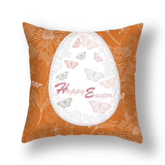 Изображение Easter Flower Pattern Short Plush Velvet Square Pillowcase Home Textile Decoration