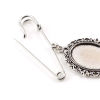 Picture of Zinc Based Alloy Cabochon Settings Pin Brooches Findings Pin Antique Silver Color Cabochon Settings 2 PCs