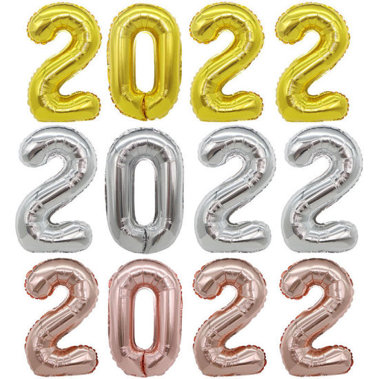 Image de 40cm Numéro " 2022 " Décorations de fête du nouvel an ballon de papier d'aluminium