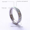 Imagen de 201 Acero Inoxidable Micro Pave No Ajustable Anillos Tono de Plata Multicolor Rhinestone 1 Unidad