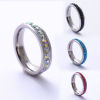 Imagen de 201 Acero Inoxidable Micro Pave No Ajustable Anillos Tono de Plata Multicolor Rhinestone 1 Unidad