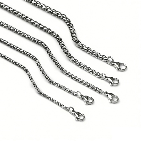 Bild von Großhandel Venezianerkette Halskette, Silberfarbe 201 Edelstahl, Unisex Minimalistisch Geschenk Schmuck für Einzelhändler, 50cm lang, 1 Strang