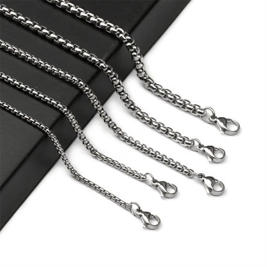 Изображение 201 Stainless Steel Box Chain Necklace Silver Tone