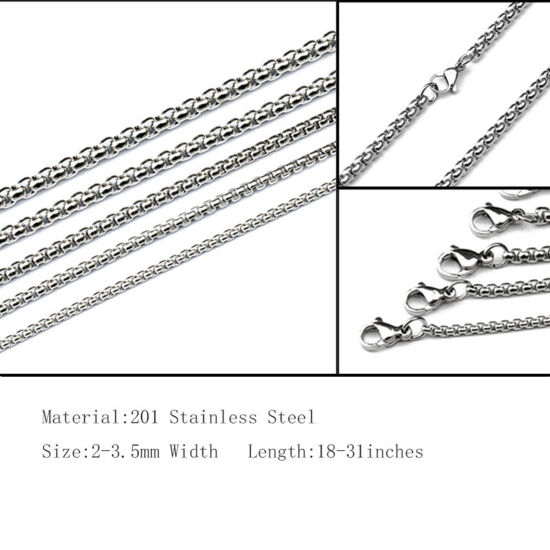 Picture of 201 Stainless Steel Box Chain Necklace Silver Tone