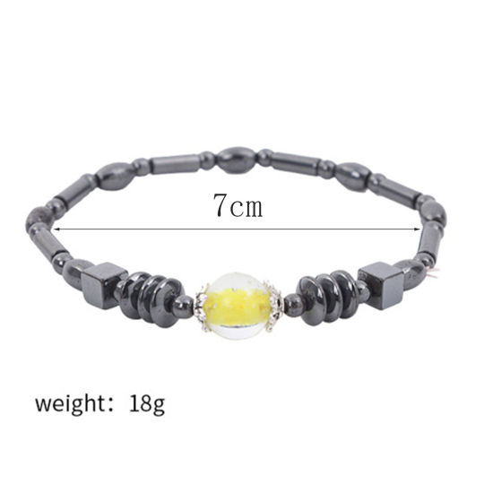 Picture of 1 Piece Hematite Therapy Health Weight Loss Energy Slimming Lymphatic Drainage Magnetic Beaded Anklet 7cm Dia.