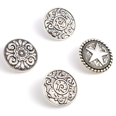 Zamak Galaxia Metal Shank Botón Ronda Plata Antigua Estrella 3 Unidades
