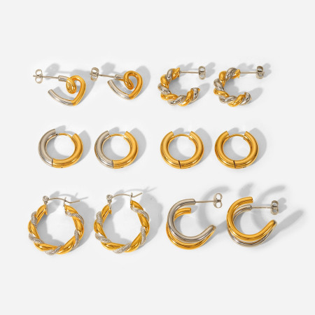 Imagen de Respetuoso del Medio Ambiente Sencillo & Casual Elegante 18K Oro lleno 304 Acero Inoxidable Geométrico Pendientes Para Mujeres 1 Par
