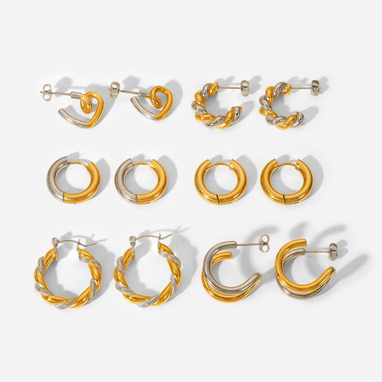 Imagen de Respetuoso del Medio Ambiente Sencillo & Casual Elegante 18K Oro lleno 304 Acero Inoxidable Geométrico Pendientes Para Mujeres 1 Par