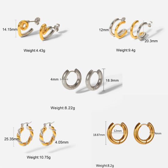 Imagen de Respetuoso del Medio Ambiente Sencillo & Casual Elegante 18K Oro lleno 304 Acero Inoxidable Geométrico Pendientes Para Mujeres 1 Par