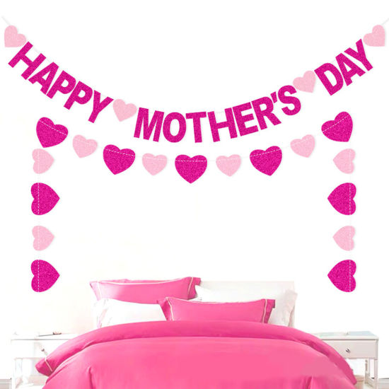 Изображение Paper Mother's Day Banner Cake Picks Toppers Baking DIY Party Decorations