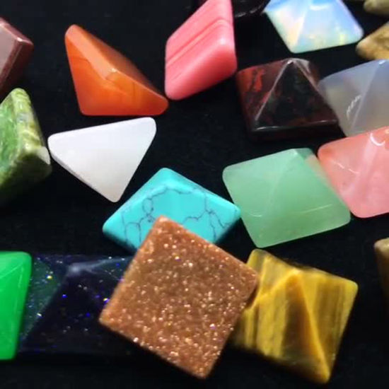 Picture of Gemstone Yoga Healing Dome Seals Cabochon Pyramid Multicolor
