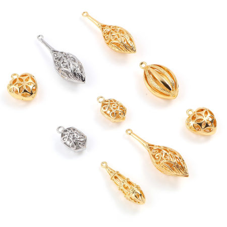 Ottone Charms Vero Oro Placcato Filigrana 2 Pz