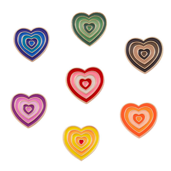 Imagen de Esmalte Pin Broches Corazón Multicolor Degradado de Color 1 Unidad