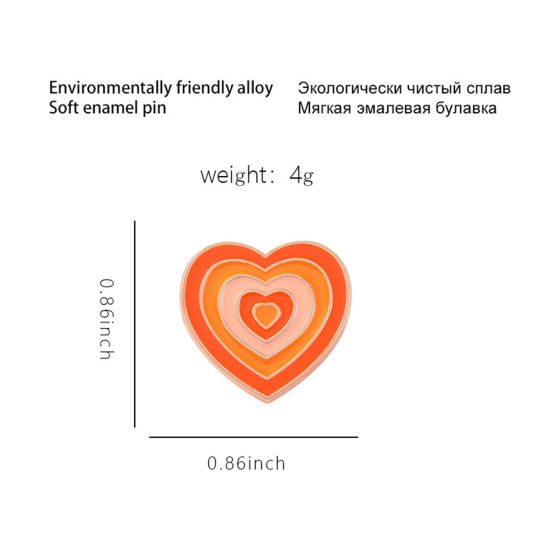 Imagen de Esmalte Pin Broches Corazón Multicolor Degradado de Color 1 Unidad