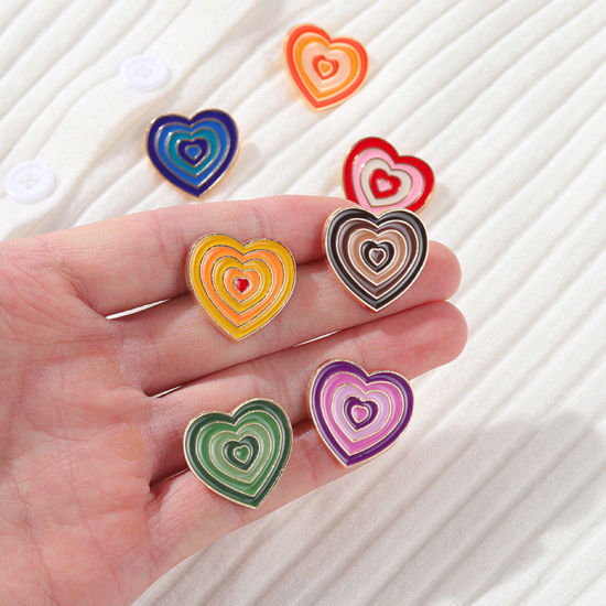 Imagen de Esmalte Pin Broches Corazón Multicolor Degradado de Color 1 Unidad