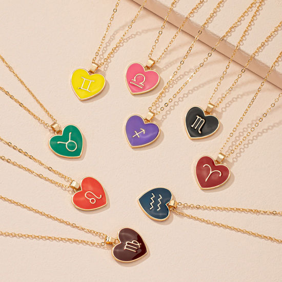 Immagine di Collana Oro Placcato Multicolore Cuore Costellazione Smalto 1 Pz