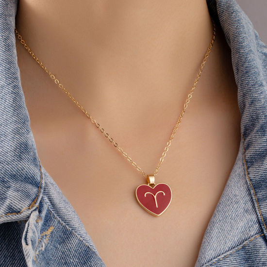 Immagine di Collana Oro Placcato Multicolore Cuore Costellazione Smalto 1 Pz