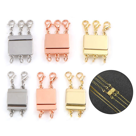 Zinc Based Alloy Magnetic Layered Clasps For Stackable Multi-layer Necklace Bracelet Rectangle Multicolor